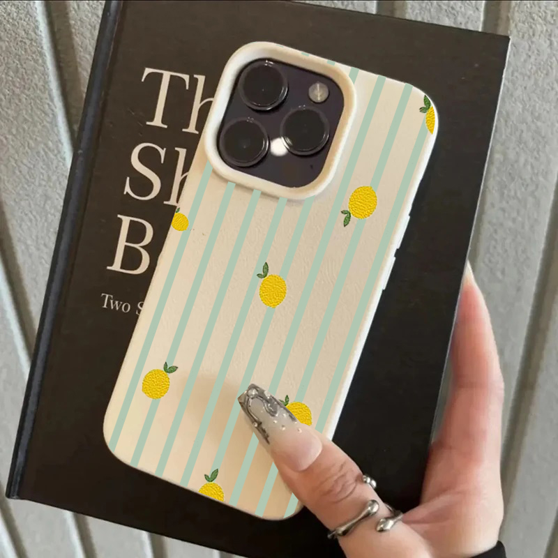 Apple Iphone 15 Pro Max - Shockproof Cute Lemon Pattern Silicone Phone