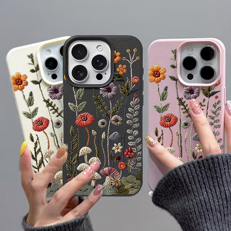 Xiaomi Redmi Note 14 - Embossed Floral Painted Phone Case for