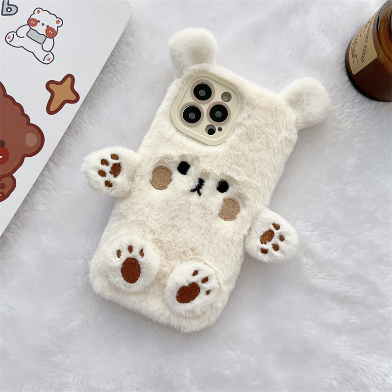 Korean 3D Cartoon Bear Fluffy  - đánh giá và giá Apple Iphone 15 Pro Max